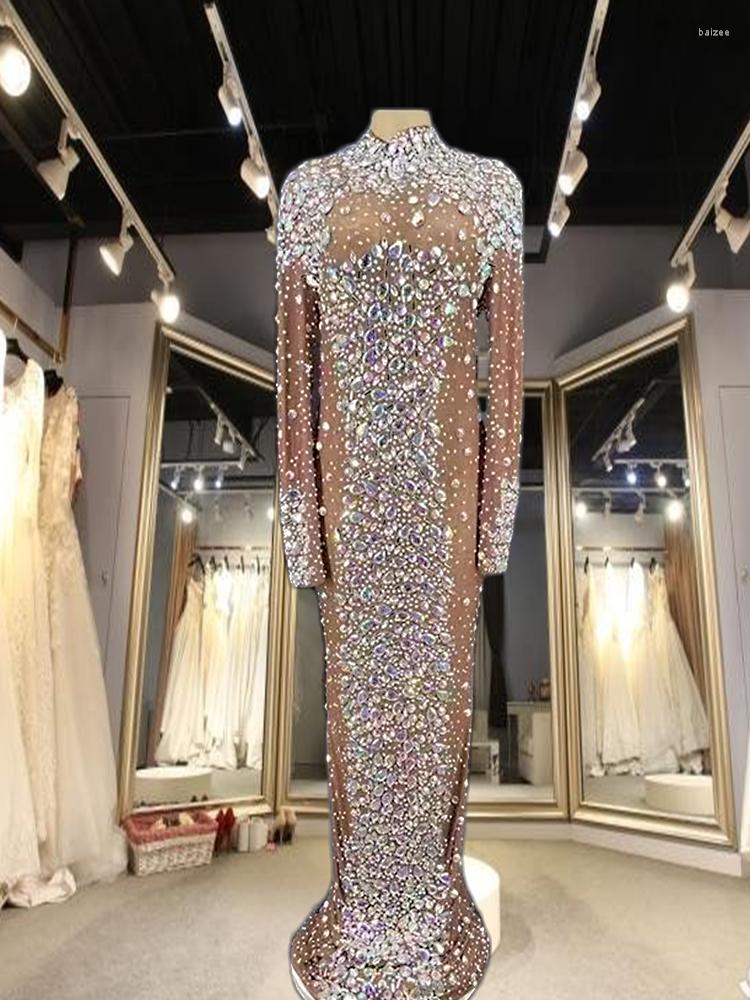 Stage Wear Flashing Colorful Crystals Stones Sexy Transparent Long Dress Evening Birthday Celebrate Mesh Stretch Dance Sleeves, Multi
Stage Wear Flashing Colorful Crystals Stones Sexy Transparent Long Dress Evening Birthday Celebrate Mesh Stretch Dance Sleeves, Multi