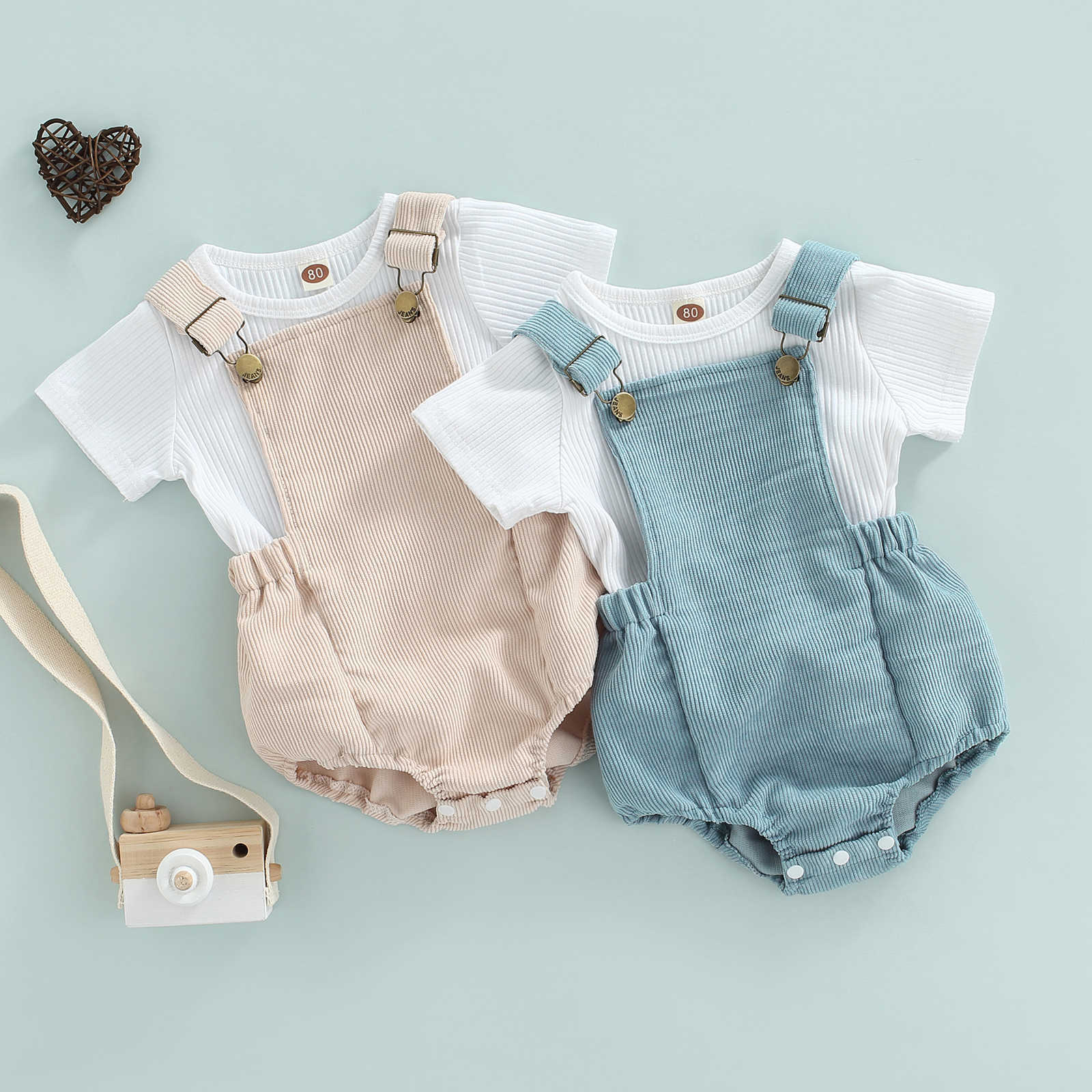 Clothing Sets PCS Fashion Baby Girls Boys Strappy Romper Suit Ribbed Short Sleeve TShirtAdjustable Straps Corduroy Overalls Clothes Set, Beige
Clothing Sets PCS Fashion Baby Girls Boys Strappy Romper Suit Ribbed Short Sleeve TShirtAdjustable Straps Corduroy Overalls Clothes Set, Beige