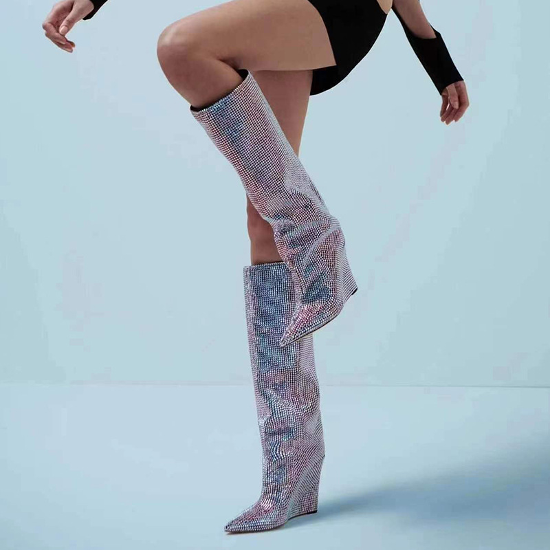 Winter Crystal Rhinestone Boots Women Fashion Diamond Wedge Boot Woman Knee Booties Shoes 
Winter Crystal Rhinestone Boots Women Fashion Diamond Wedge Boot Woman Knee Booties Shoes