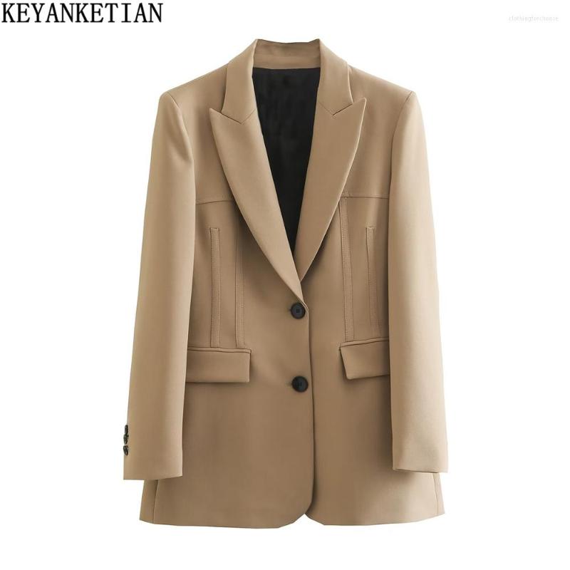 Women's Suits KEYANKETIAN Women's Slim Suede Blazer Commuter Style Single Breasted Khaki Medium Length Office Lady Casual Pocket Trim
Women's Suits KEYANKETIAN Women's Slim Suede Blazer Commuter Style Single Breasted Khaki Medium Length Office Lady Casual Pocket Trim
