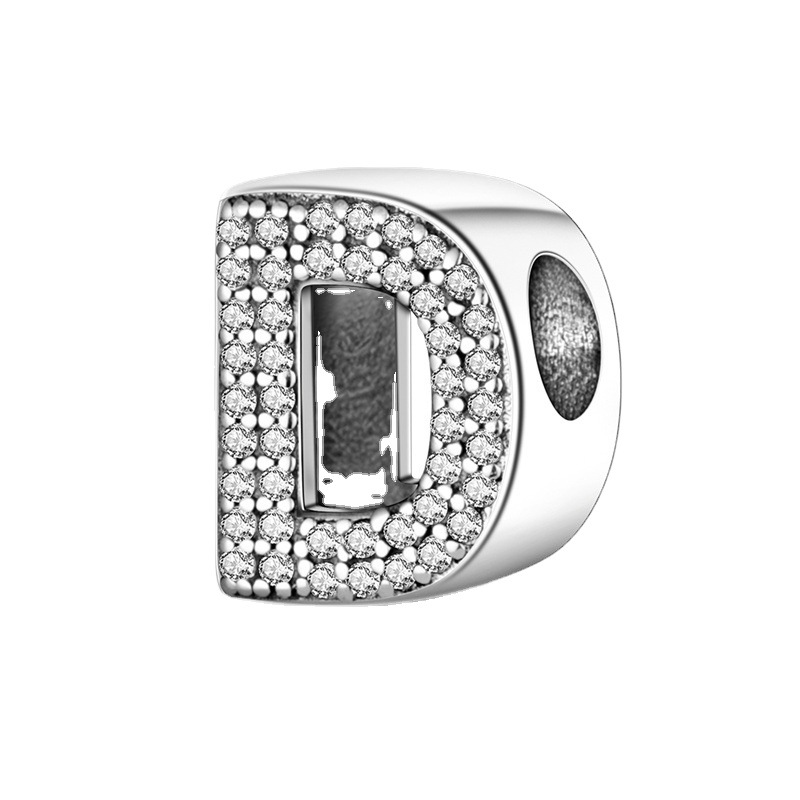New Popular 925 Sterling Silver Full Dia Letters Handmade Diy Hand Painted Letters Jewelry Womens Fashion Accessories