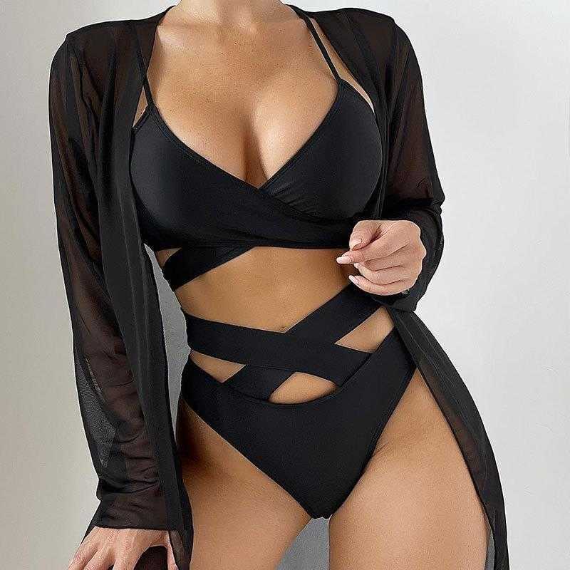 Pure Color Halter Cover Up Sun Protection Swimsuit Kimono Three Piece Wholesale, Black
Pure Color Halter Cover Up Sun Protection Swimsuit Kimono Three Piece Wholesale, Black
