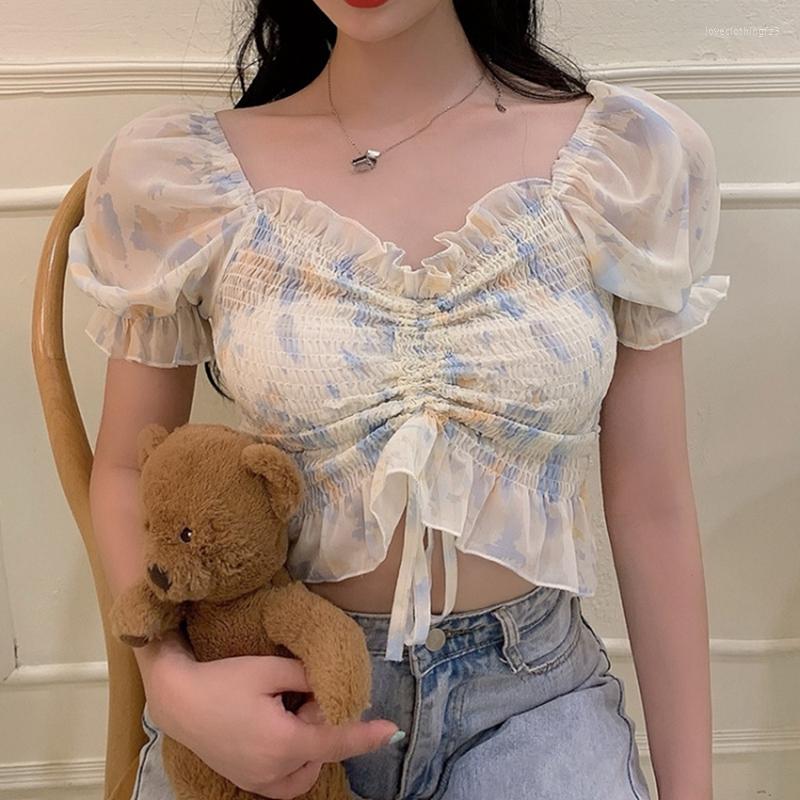Women's T Shirts Women'S Summer Small Floral Print Square Collar Sexy Sweet Top Pleated Exposed Navel Short Sleeve Blouses, Blue
Women's T Shirts Women'S Summer Small Floral Print Square Collar Sexy Sweet Top Pleated Exposed Navel Short Sleeve Blouses, Blue