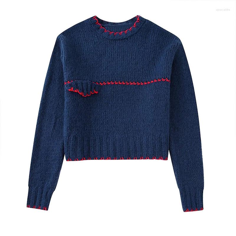 Women' Sweaters ZATRHMBM Women 2023 Autumn Fashion Contrasting Stitching Knit Sweater Vintage Long Sleeves Cropped Female Pullover Chic, Navy blue
Women' Sweaters ZATRHMBM Women 2023 Autumn Fashion Contrasting Stitching Knit Sweater Vintage Long Sleeves Cropped Female Pullover Chic, Navy blue