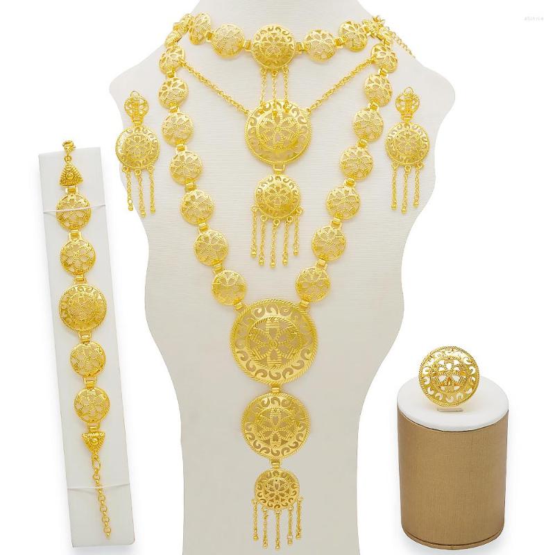Necklace Earrings Set Fashion Long Ring Bracelet Jewelry Women Gold Color Afrian Jewelery Sets Wedding Accessories, Picture shown
Necklace Earrings Set Fashion Long Ring Bracelet Jewelry Women Gold Color Afrian Jewelery Sets Wedding Accessories, Picture shown