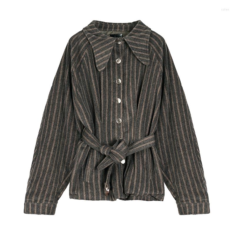 Women's Blouses PERHAPS U Khaki Gray Striped Tweed Sash Turn Down Collar Long Sleeve Shirt Women Females Spring B0270
Women's Blouses PERHAPS U Khaki Gray Striped Tweed Sash Turn Down Collar Long Sleeve Shirt Women Females Spring B0270