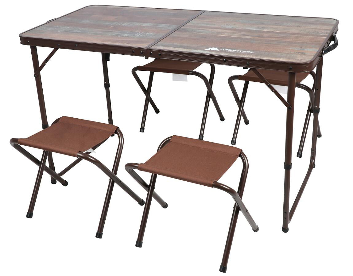 Ozark Trail Durable Steel and Aluminum Table and Stools Open Dims 19 29 x 24 6 Brown
Ozark Trail Durable Steel and Aluminum Table and Stools Open Dims 19 29 x 24 6 Brown
