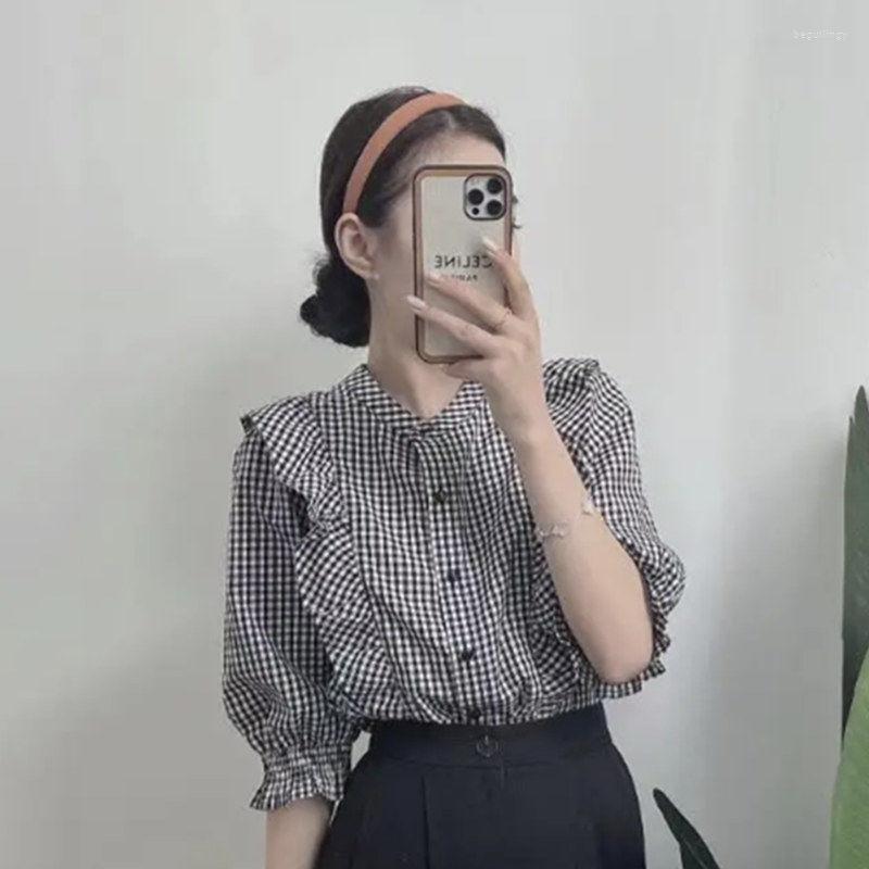 Women' Blouses Women 2023 Summer French Short-sleeved Plaid Shirts Female Loose Short Sleeve Ladies O-neck Casual H14, Gezi
Women' Blouses Women 2023 Summer French Short-sleeved Plaid Shirts Female Loose Short Sleeve Ladies O-neck Casual H14, Gezi