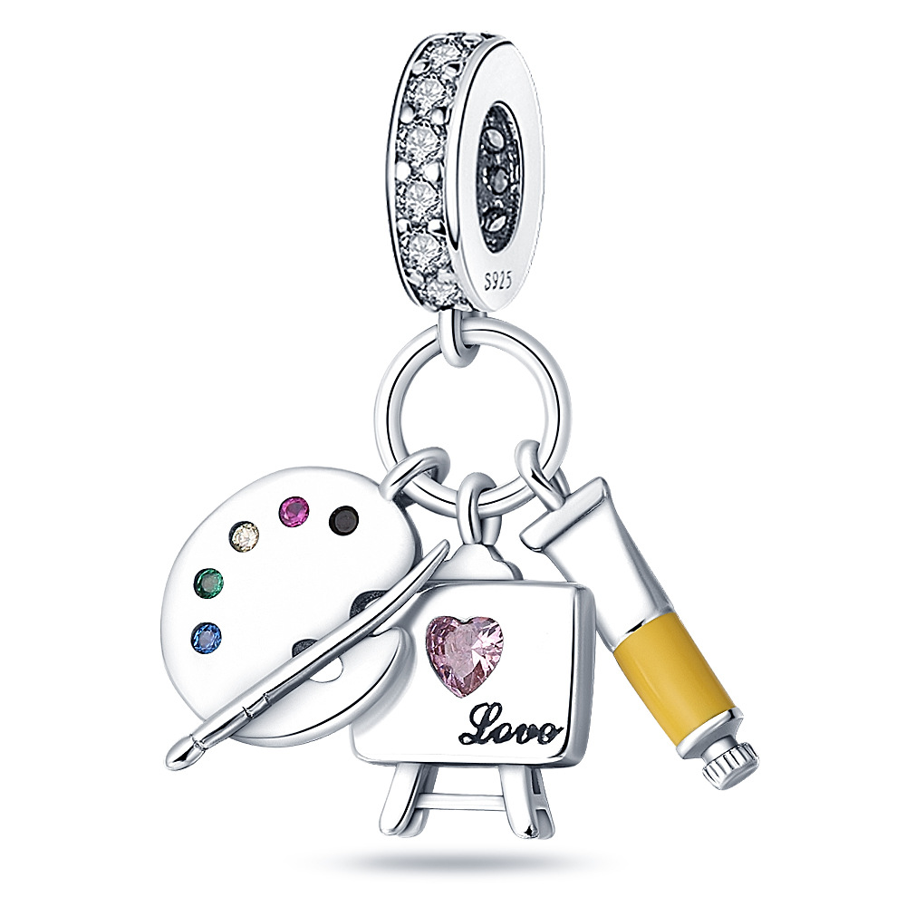 New Popular 925 Sterling Silver Heart -Shaped Lucky Symbol Suspension Simple High -End Jewelry Accessories Wholesale Bracelet
