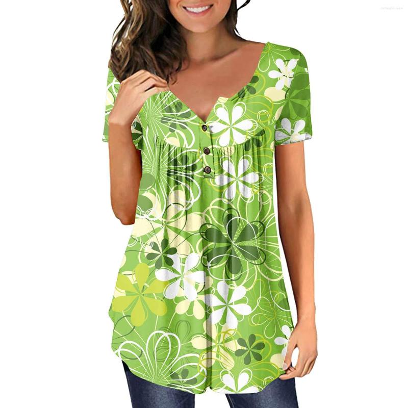 Women's T Shirts St Patricks Day Womens Short Sleeve Button Neck Flower Printed Pleated Shirt Top Casual Floral Fit Workout
Women's T Shirts St Patricks Day Womens Short Sleeve Button Neck Flower Printed Pleated Shirt Top Casual Floral Fit Workout