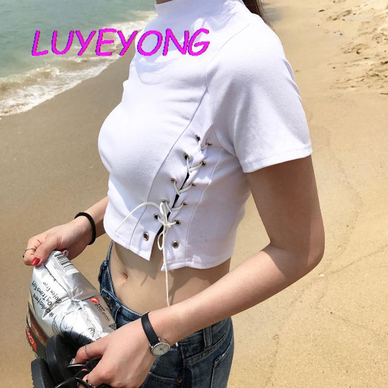 Women's T Shirts Lady O Neck Lace-up Bandage Hollow Out Streetwear Black White Punk Rock Top Women Gothic Eyelet Cool Short-length Shirt
Women's T Shirts Lady O Neck Lace-up Bandage Hollow Out Streetwear Black White Punk Rock Top Women Gothic Eyelet Cool Short-length Shirt