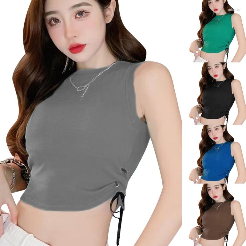Women's Tanks Women Sleeveless O-Neck Crop Top With Shelf Bras Drawstring Tie Side Vest, Black
Women's Tanks Women Sleeveless O-Neck Crop Top With Shelf Bras Drawstring Tie Side Vest, Black
