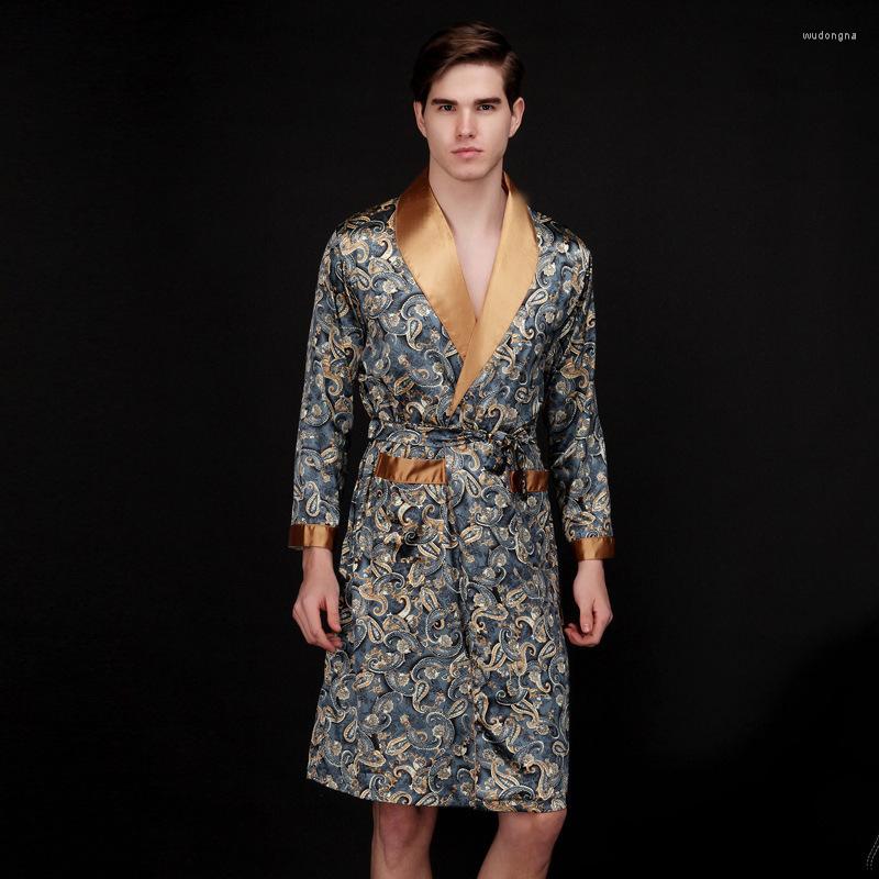 Men's Sleepwear Men's Summer Satin Pajamas Mid-length Home Ice Silk Nightgown Long-sleeved Clothes Bath Robe Mens
Men's Sleepwear Men's Summer Satin Pajamas Mid-length Home Ice Silk Nightgown Long-sleeved Clothes Bath Robe Mens