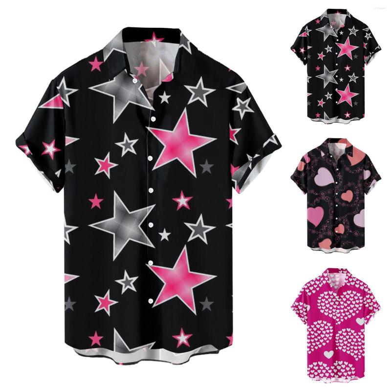 Men's Casual Shirts Summer Men's Short-sleeved Hawaiian Shirt Lapel Colorful Pink Star Valentine Day Pattern Heart 3d Print Button, X-b
Men's Casual Shirts Summer Men's Short-sleeved Hawaiian Shirt Lapel Colorful Pink Star Valentine Day Pattern Heart 3d Print Button, X-b