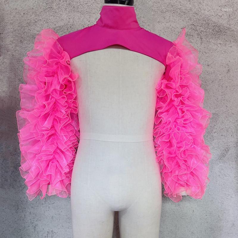 Stage Wear Fluorescent Rose Gauze Shawl Shoulder Bubble Sleeve Vest Half Tops Sexy Women Jazz Dance Costume Bar Dancer Singer, Purple
Stage Wear Fluorescent Rose Gauze Shawl Shoulder Bubble Sleeve Vest Half Tops Sexy Women Jazz Dance Costume Bar Dancer Singer, Purple