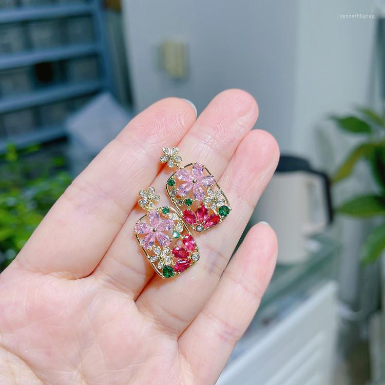 Dangle Earrings Korean Version Pink Zircon Inlaid 925-pin Color Temperament Sweet Retro Square Flower Hollow
Dangle Earrings Korean Version Pink Zircon Inlaid 925-pin Color Temperament Sweet Retro Square Flower Hollow