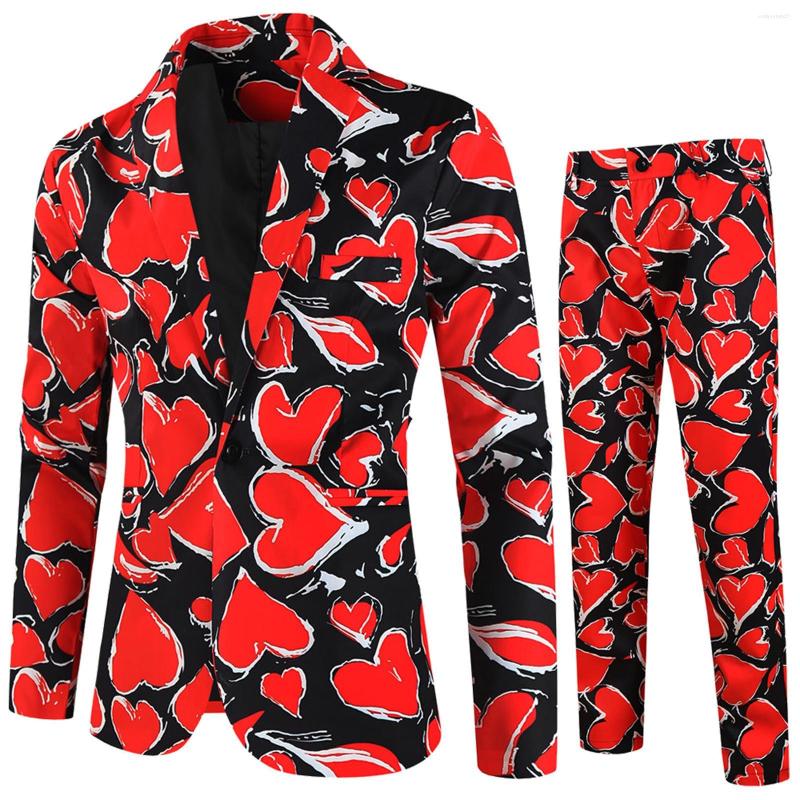 Men's Suits Mens Valentines Day Printing Fashion Casual Party Polyester Dress Up Suit Coat Pants Two Piece Tuxedo For Young Men, Red
Men's Suits Mens Valentines Day Printing Fashion Casual Party Polyester Dress Up Suit Coat Pants Two Piece Tuxedo For Young Men, Red