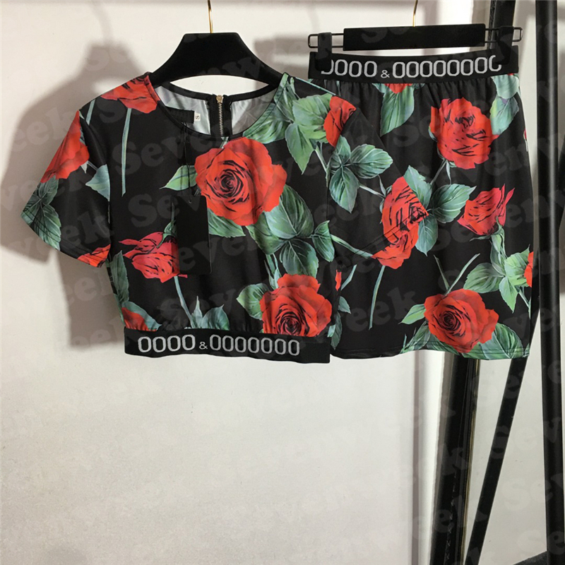 Rose Print Womens T Shirts Tops Dress Two Piece Letter Webbing Tight Tees High Waist Skirts Sets For Female, Black
Rose Print Womens T Shirts Tops Dress Two Piece Letter Webbing Tight Tees High Waist Skirts Sets For Female, Black