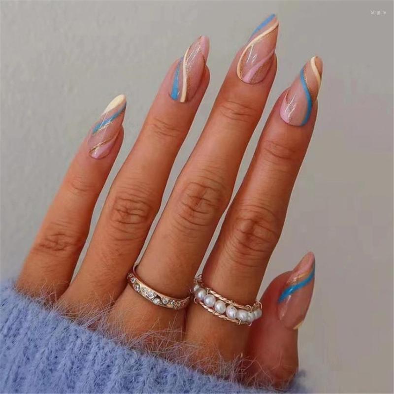 False Nails Glitter Golden Line Almond Set Press On Colorful French Tips Manicure Fake With Designs Full Cover, 01
False Nails Glitter Golden Line Almond Set Press On Colorful French Tips Manicure Fake With Designs Full Cover, 01