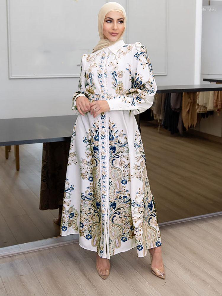 Ethnic Clothing Shirt Long Dress Printed Abaya Women Elegant Stand Collar Buttoned Cuff Muslim Modest Hijab Dresses Malaysia Clothes White
Ethnic Clothing Shirt Long Dress Printed Abaya Women Elegant Stand Collar Buttoned Cuff Muslim Modest Hijab Dresses Malaysia Clothes White