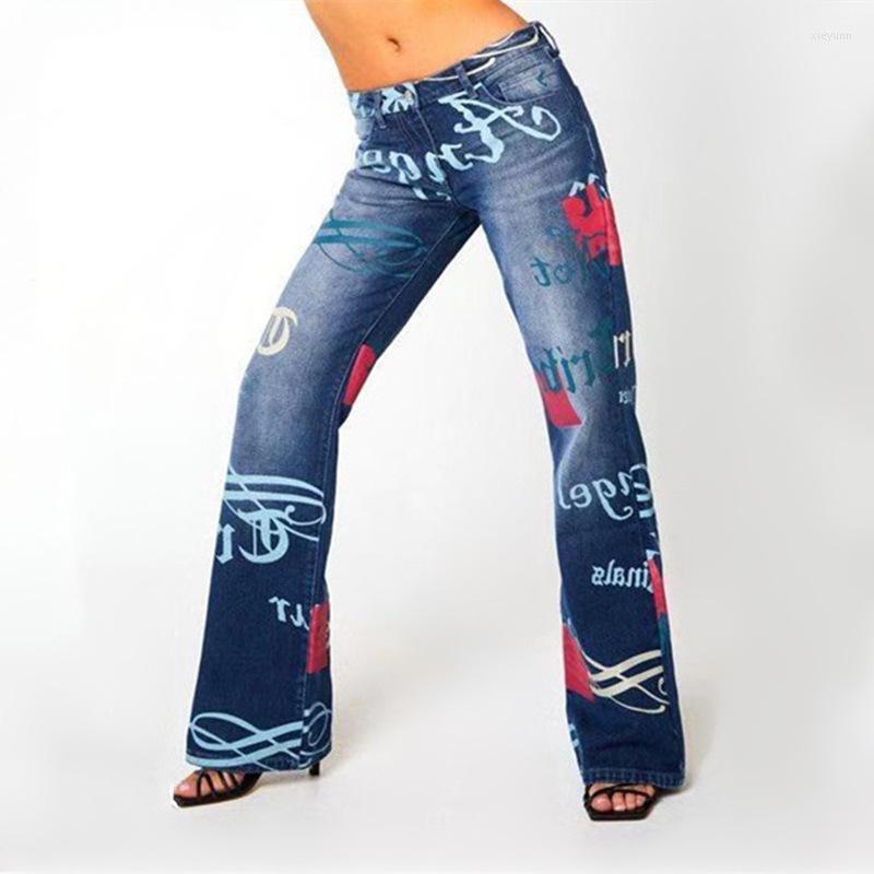 Women's Jeans Casual Woman's Streetwear Biker Straight Oversized Mid Waist Pattern Printed Denim Wide Leg Pants Size XS, Blue
Women's Jeans Casual Woman's Streetwear Biker Straight Oversized Mid Waist Pattern Printed Denim Wide Leg Pants Size XS, Blue
