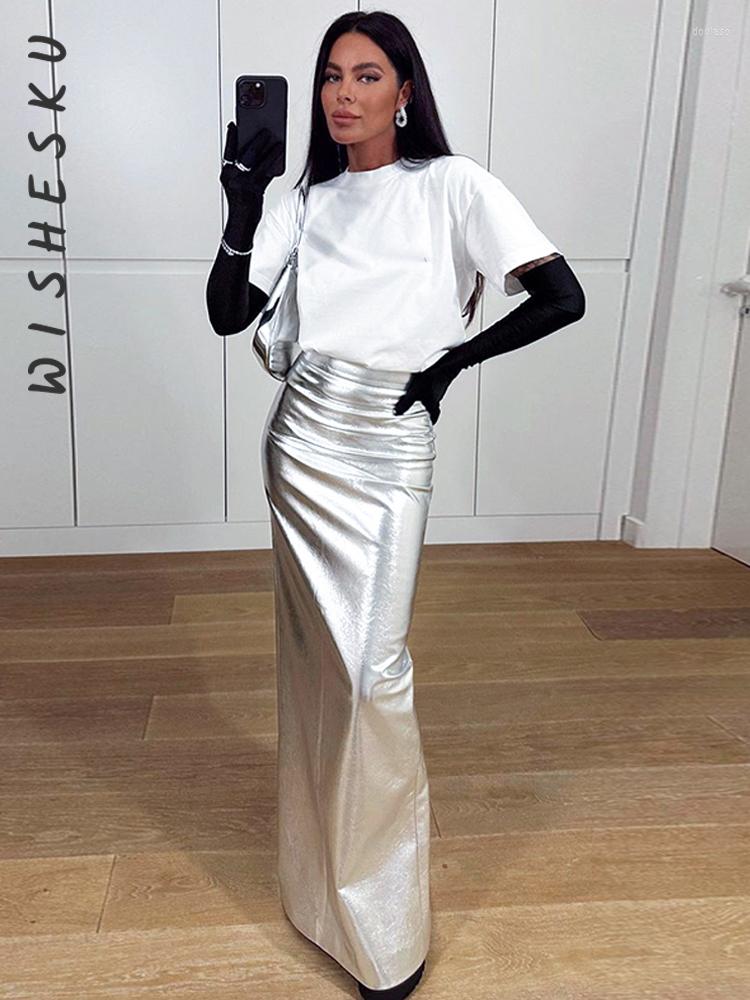 Skirts Sexy Silver Metallic Long Women High Waist Slim Fit Skirt 2023 Spring Fall Harajuku Fashion Lolita Y2K Clothes
Skirts Sexy Silver Metallic Long Women High Waist Slim Fit Skirt 2023 Spring Fall Harajuku Fashion Lolita Y2K Clothes