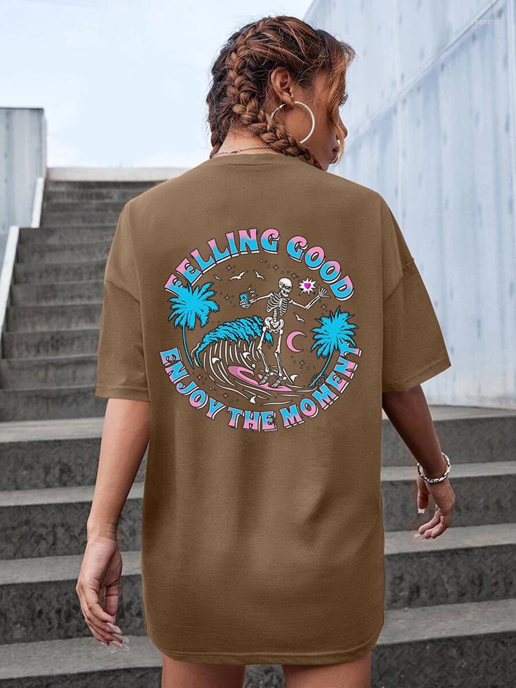 Women' T Shirts Summer Beach Skeleton Printed T-Shirt Female Breathable Short Sleeve Loose Oversize Tshirt O-Neck Cotton Brand Streetwear, Brown
Women' T Shirts Summer Beach Skeleton Printed T-Shirt Female Breathable Short Sleeve Loose Oversize Tshirt O-Neck Cotton Brand Streetwear, Brown