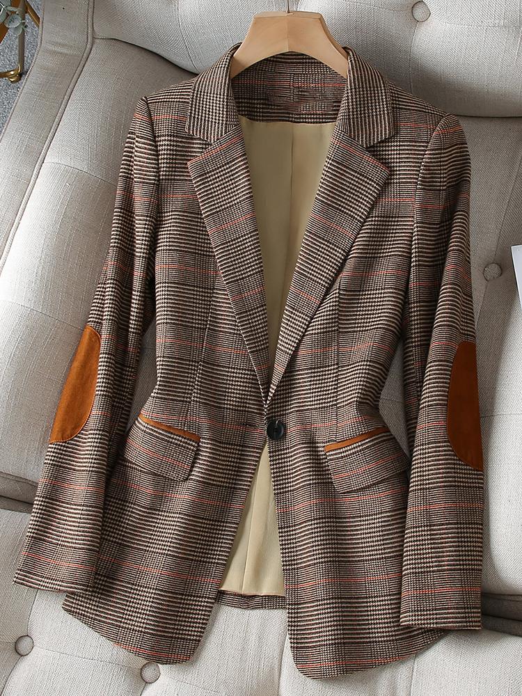 Women' Suits Arrival Ladies Casual Coffee Plaid Blazer Women Long Sleeve Single Button Slim Jacket Coat For Autumn Winter
Women' Suits Arrival Ladies Casual Coffee Plaid Blazer Women Long Sleeve Single Button Slim Jacket Coat For Autumn Winter