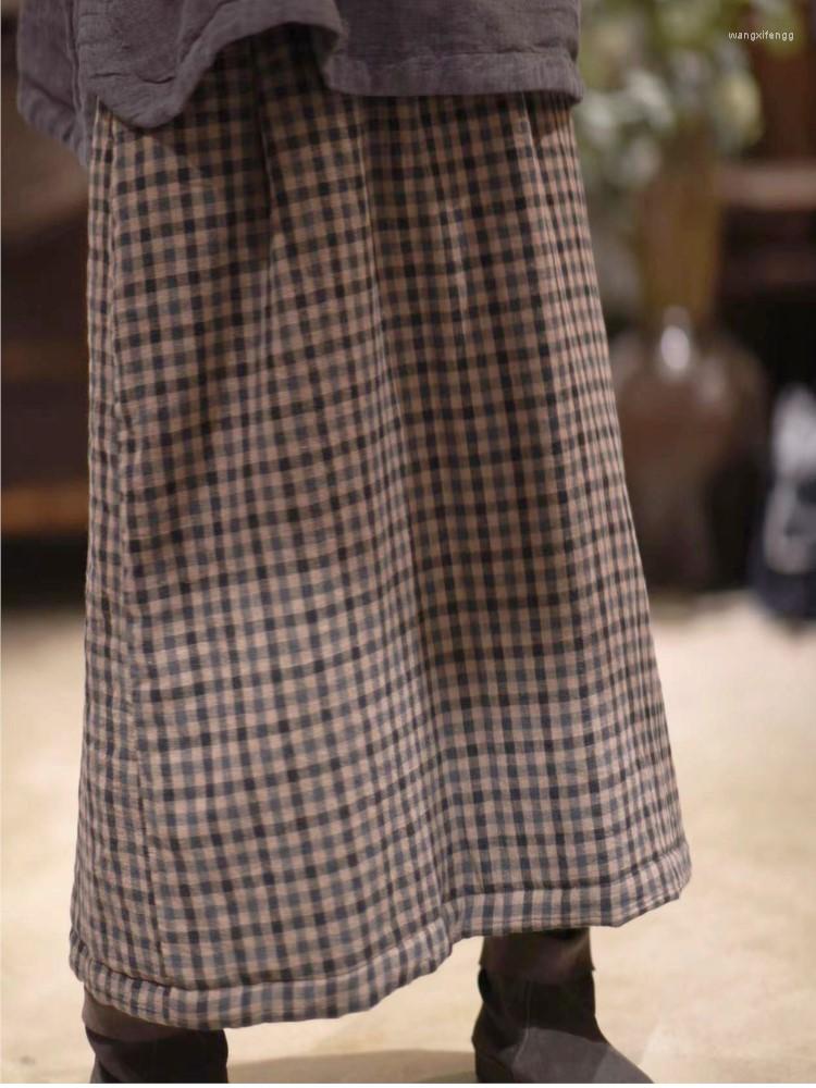 Skirts QPFJQD Female Retro Plaid Plus Cotton Warm Clothes Winter Spring Women Linen Straight Elastic Waist, Gray blue
Skirts QPFJQD Female Retro Plaid Plus Cotton Warm Clothes Winter Spring Women Linen Straight Elastic Waist, Gray blue