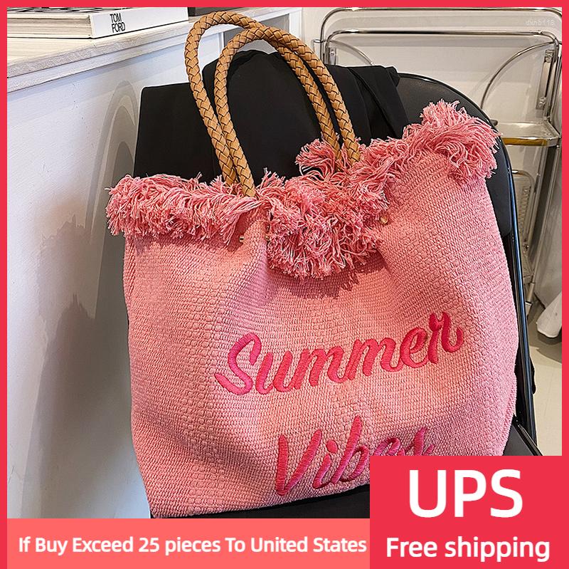 Evening Bags Summer Canvas Crossbody Bag Women 2023 Trend Fashion Tassel Big Shoulder Large Tote Luxury Designer Handbags Purse, Pink
Evening Bags Summer Canvas Crossbody Bag Women 2023 Trend Fashion Tassel Big Shoulder Large Tote Luxury Designer Handbags Purse, Pink