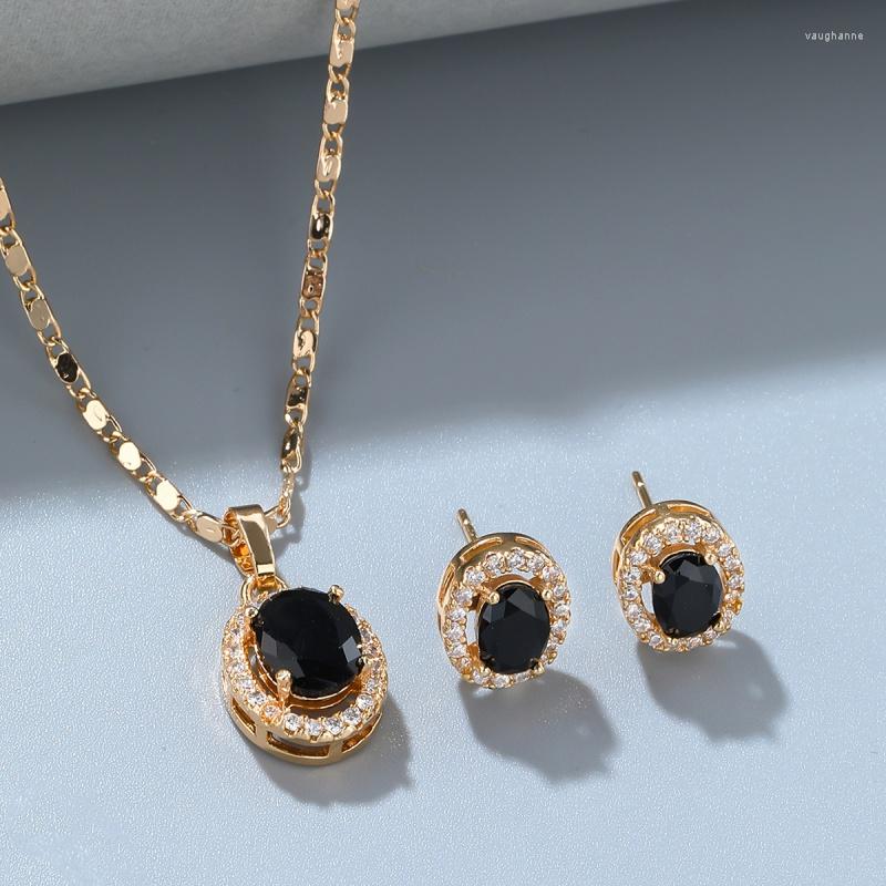 Necklace Earrings Set Selead Design Simple Ladies Black Crystal Jewelry Charm Gold Plated Stud Women Wedding Chain, Picture shown
Necklace Earrings Set Selead Design Simple Ladies Black Crystal Jewelry Charm Gold Plated Stud Women Wedding Chain, Picture shown