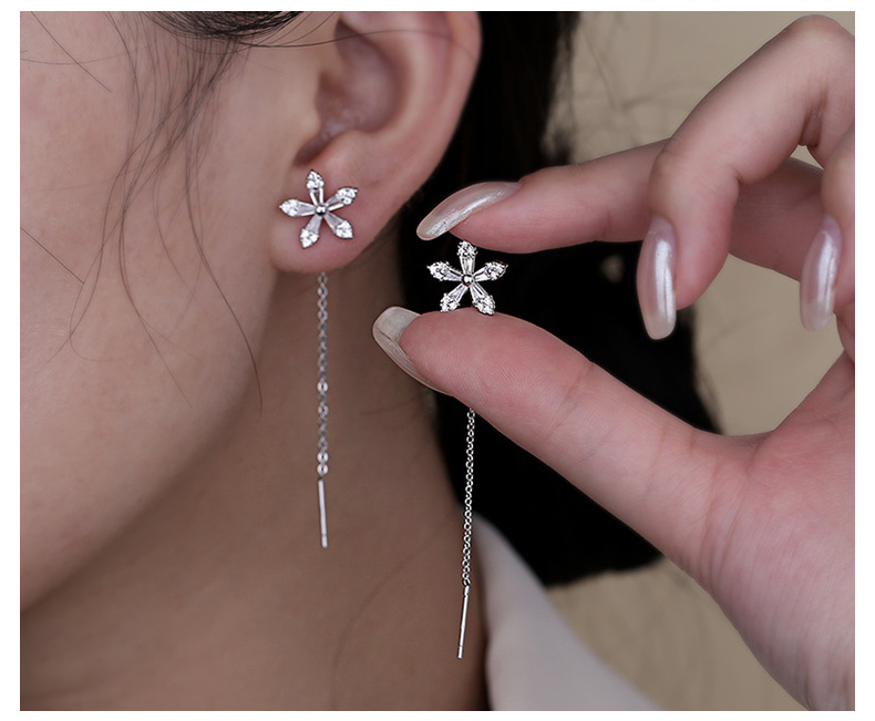 Sterling Silver Cubic Zirconia Princes' Cuts Elegant Bridal & Event Dangling Earrings for Ladies
