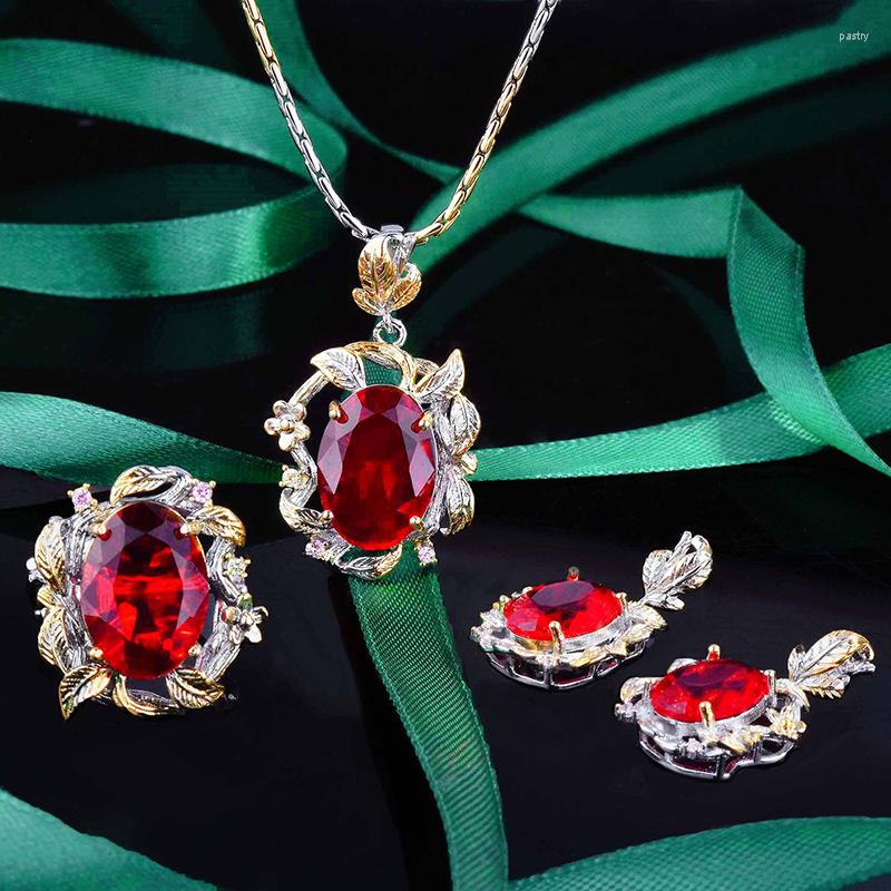 Necklace Earrings Set Vintage Tow Tone Twig Leaves Flowers Necklaces Rings For Women Red CZ Stone Inlay Fashion Party Gifts, Picture shown
Necklace Earrings Set Vintage Tow Tone Twig Leaves Flowers Necklaces Rings For Women Red CZ Stone Inlay Fashion Party Gifts, Picture shown