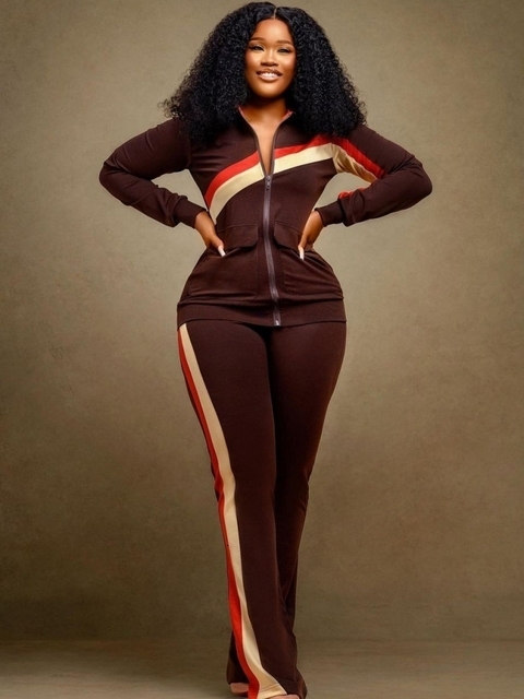 Women's Two Piece Pants Autumn Winter Two Piece Set Women Tracksuit Zipper Stand Collar Jacket Tops Pants Suits Set Fashion Patchwork Two Piece O