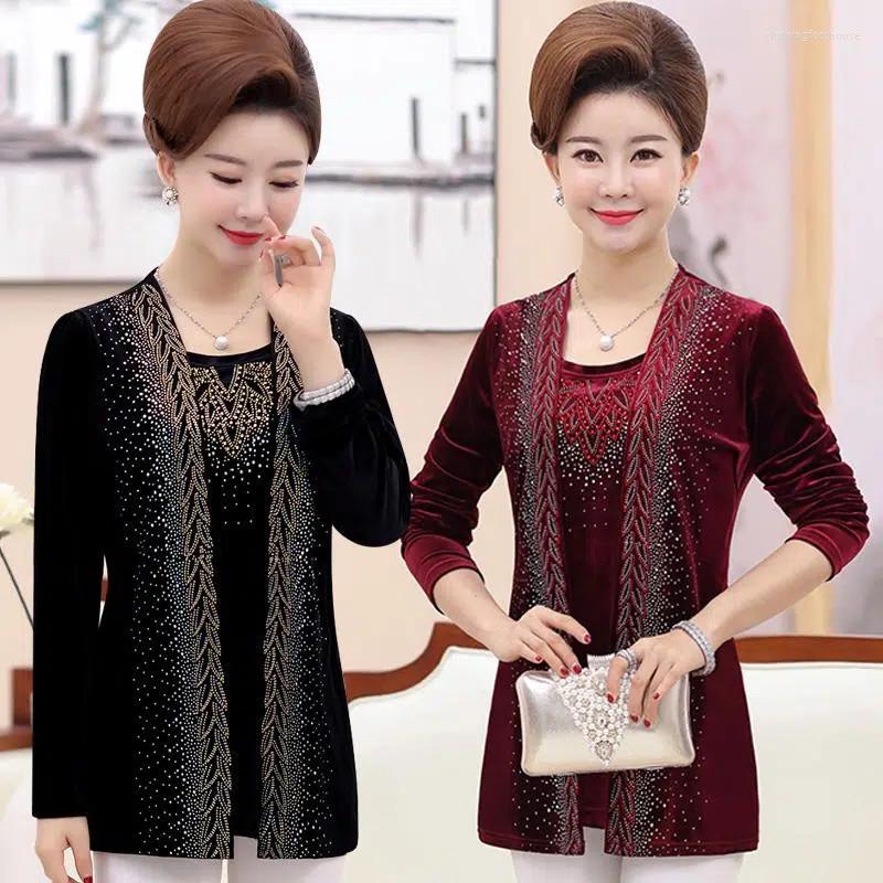 Women's Jackets Middle-Aged Elderly Golden Velvet Coat Mother's Spring Autumn Fake Two Fashion Pullover Tops Loose -5XL T-Shirt Female, Purple
Women's Jackets Middle-Aged Elderly Golden Velvet Coat Mother's Spring Autumn Fake Two Fashion Pullover Tops Loose -5XL T-Shirt Female, Purple