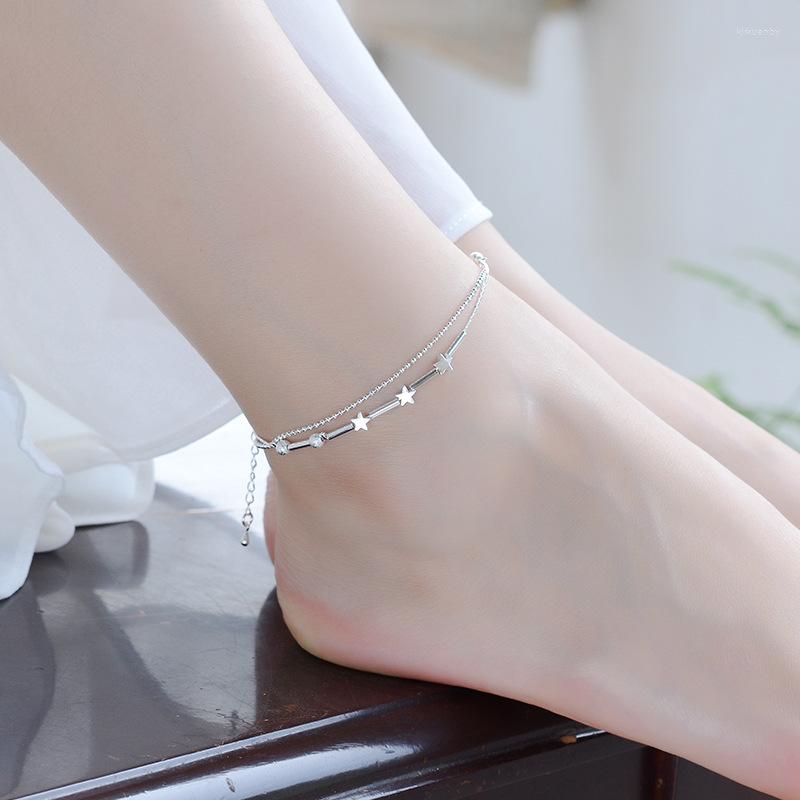 Anklets Sexy Barefoot Jewelry Plata Star Beads Mix Design Double-Deck Anklet For Women Girl Silver Color Foot Bracelet
Anklets Sexy Barefoot Jewelry Plata Star Beads Mix Design Double-Deck Anklet For Women Girl Silver Color Foot Bracelet