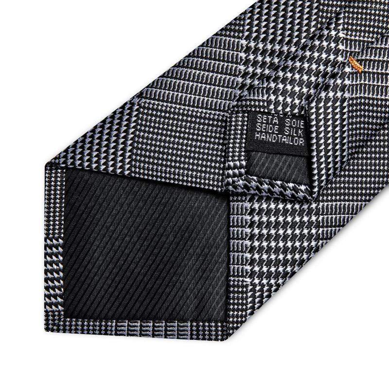 Bow Ties Houndstooth Black Silver Gold Blue Pink Luxury Silk For Men 8cm Business Wedding Neck Tie Set Handkerchief Men's Gift