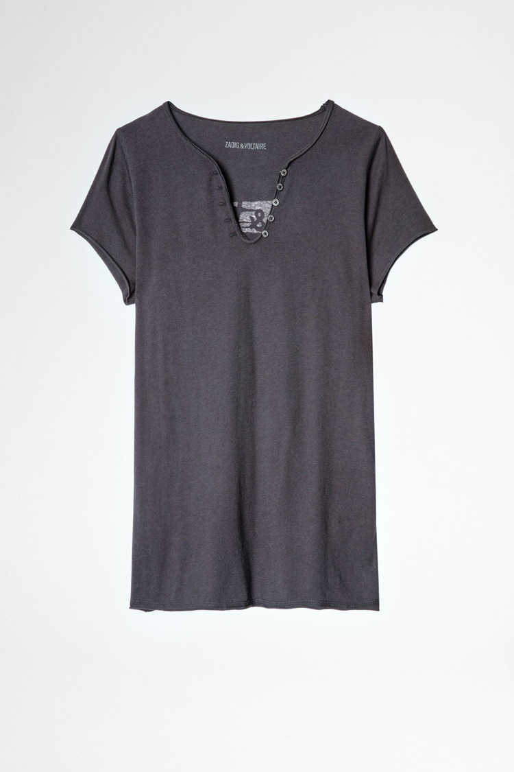 23SS Zadig Voltaire Women Designer T shirt Zv Women Printed Cotton Tee V-neck Button Trim Back Large Letter Printed Coffee Fashion Tops Short Sleeve T-shirt, Brown2
23SS Zadig Voltaire Women Designer T shirt Zv Women Printed Cotton Tee V-neck Button Trim Back Large Letter Printed Coffee Fashion Tops Short Sleeve T-shirt, Brown2