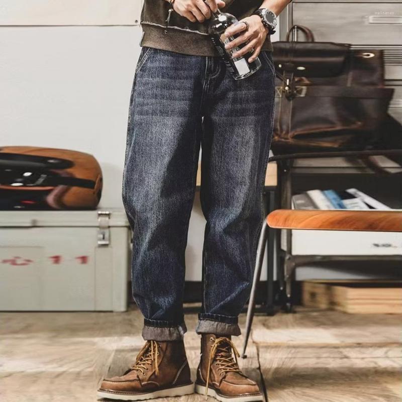 Men's Pants Cool Men Jeans Loose Summer Trousers Solid Color Button Dress-up, Dark blue
Men's Pants Cool Men Jeans Loose Summer Trousers Solid Color Button Dress-up, Dark blue