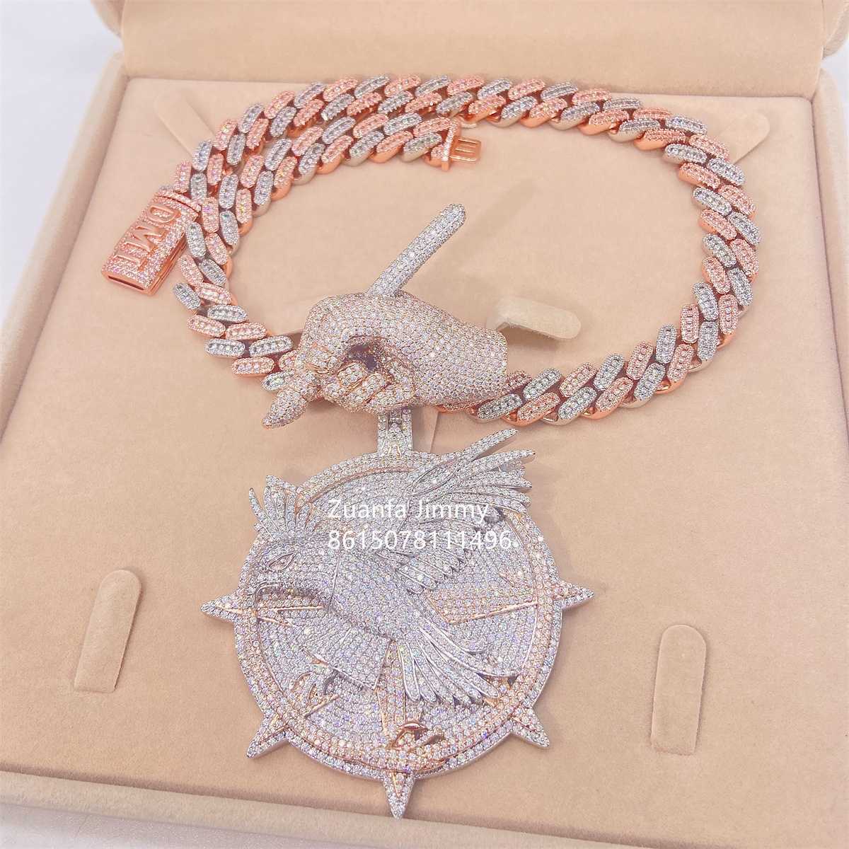 Customized Pendant Iced Out Vvs Moissanite Miami Cuban Link Chain Men Necklace Hip Hop
