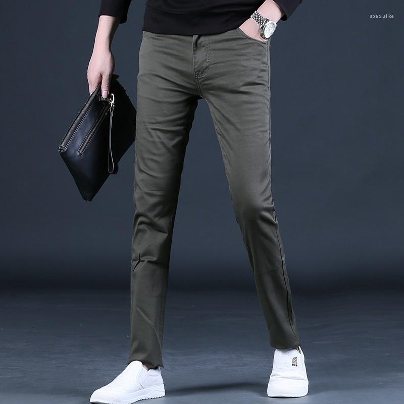 Men's Pants Casual Autumn Men Korean Style Business Army Green Slim Fit Straight Trousers