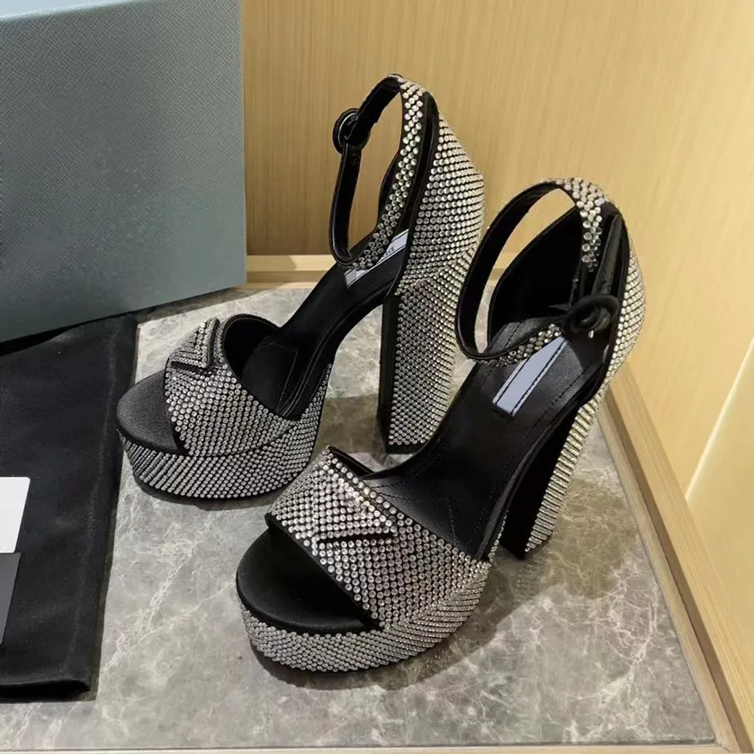 Rhinestone Sandals Womens Dress Shoes High Heeled Women Sandal Luxury Designers Platform Heel Classic Triangle Buckle Embellished Ankle Strap Banquet shoes, Khaki 
Rhinestone Sandals Womens Dress Shoes High Heeled Women Sandal Luxury Designers Platform Heel Classic Triangle Buckle Embellished Ankle Strap Banquet shoes, Khaki