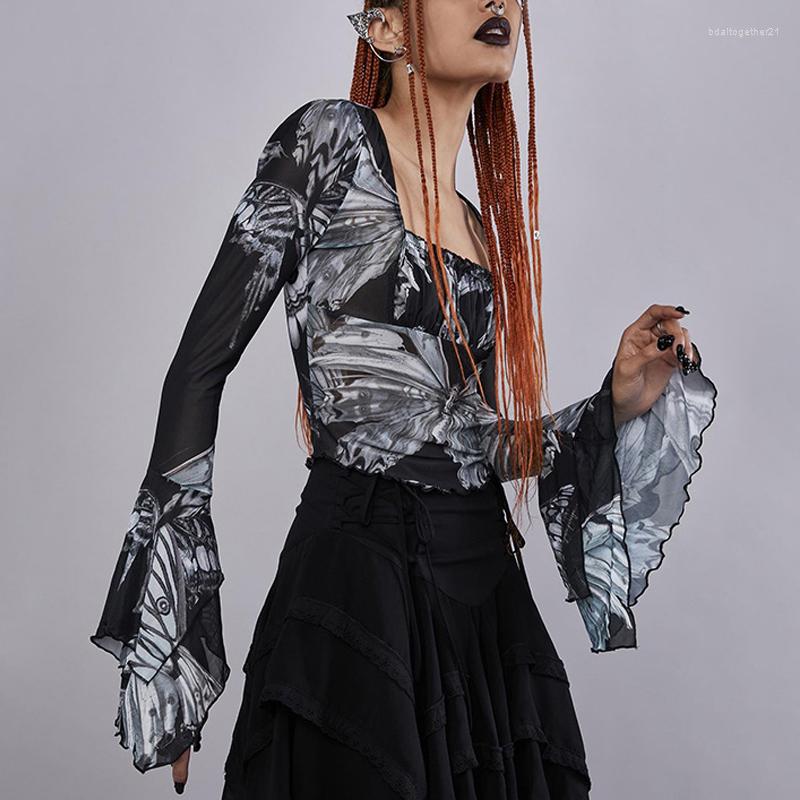 Women' T Shirts Butterfly Graphic Print T-shirt Vintage Fairy Grunge Aesthetic Mesh Sheer Crop Top E-girl Gothic Dark Academia See Through, Black
Women' T Shirts Butterfly Graphic Print T-shirt Vintage Fairy Grunge Aesthetic Mesh Sheer Crop Top E-girl Gothic Dark Academia See Through, Black