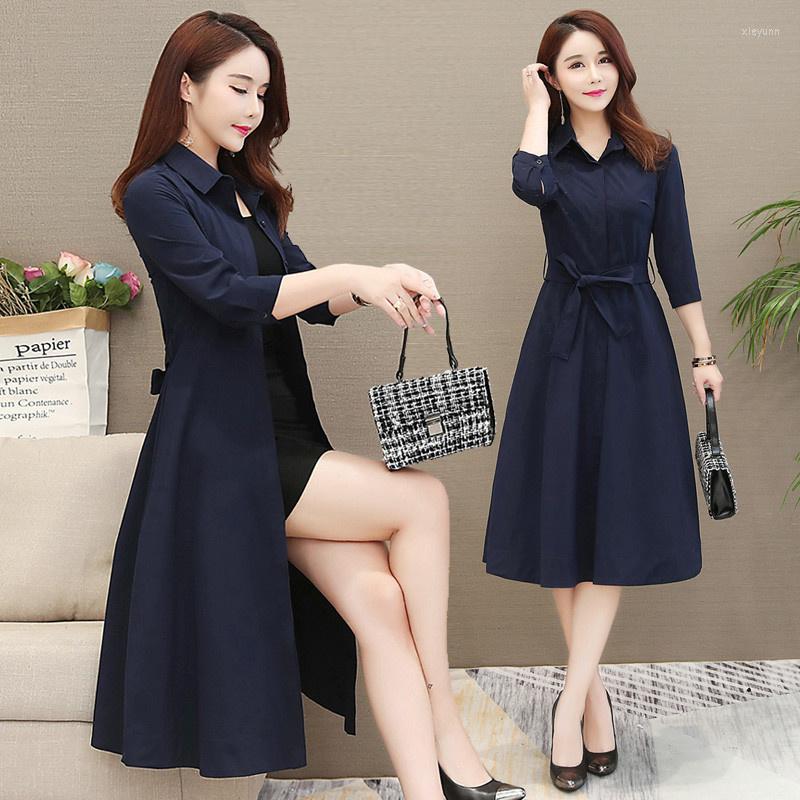 Women's Trench Coats Women Coat Solid Color 3/4 Sleeve Casual Female Windbreaker With Belt Oversize Thin Ladies British Outerwear P630, Dark blue
Women's Trench Coats Women Coat Solid Color 3/4 Sleeve Casual Female Windbreaker With Belt Oversize Thin Ladies British Outerwear P630, Dark blue