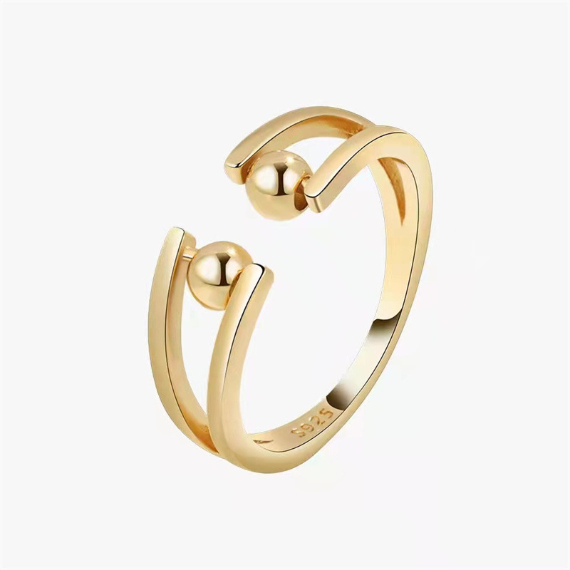 Skyrim Stainless Steel Rotate Beads Anxiety Rings Adjustable Stress Relief Fidget Rings For Women Men Fashion Jewelry Gift