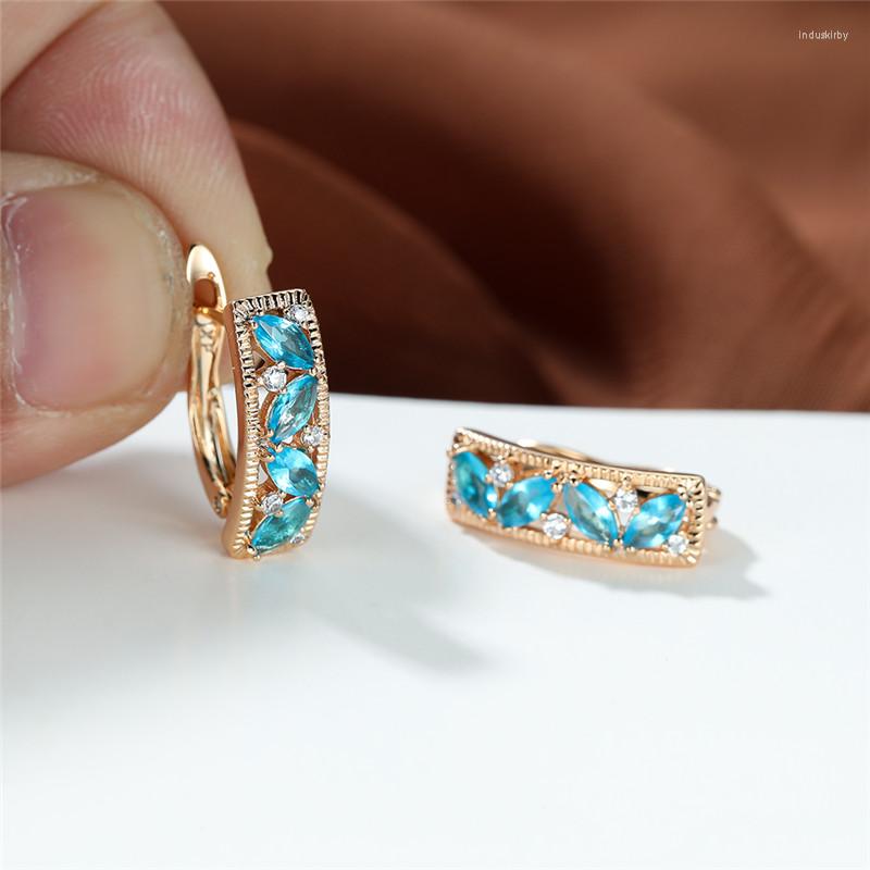 Hoop Earrings Luxury Rose Gold Color Wedding Aqua Blue Zircon Vintage Black Stone Leaf For Women Party Jewelry
Hoop Earrings Luxury Rose Gold Color Wedding Aqua Blue Zircon Vintage Black Stone Leaf For Women Party Jewelry
