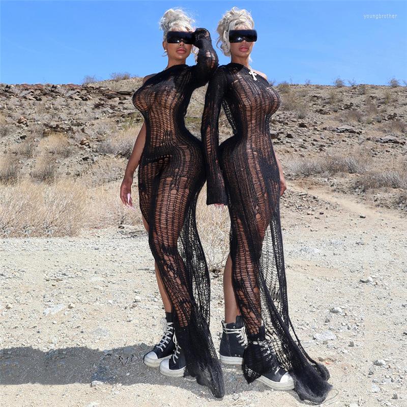 Casual Dresses Knitted Maxi Summer Beach Dress Women Sexy See Through One Shoulder Long Sleeve Split Bikini Cover Ups Ins Tie Skirt, Black
Casual Dresses Knitted Maxi Summer Beach Dress Women Sexy See Through One Shoulder Long Sleeve Split Bikini Cover Ups Ins Tie Skirt, Black