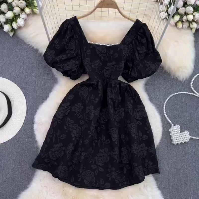 Party Dresses Summer French Style Black Dress Chic Square Collar Puff Sleeve Beading Slim Fit Temperament Backless Simple Women
Party Dresses Summer French Style Black Dress Chic Square Collar Puff Sleeve Beading Slim Fit Temperament Backless Simple Women