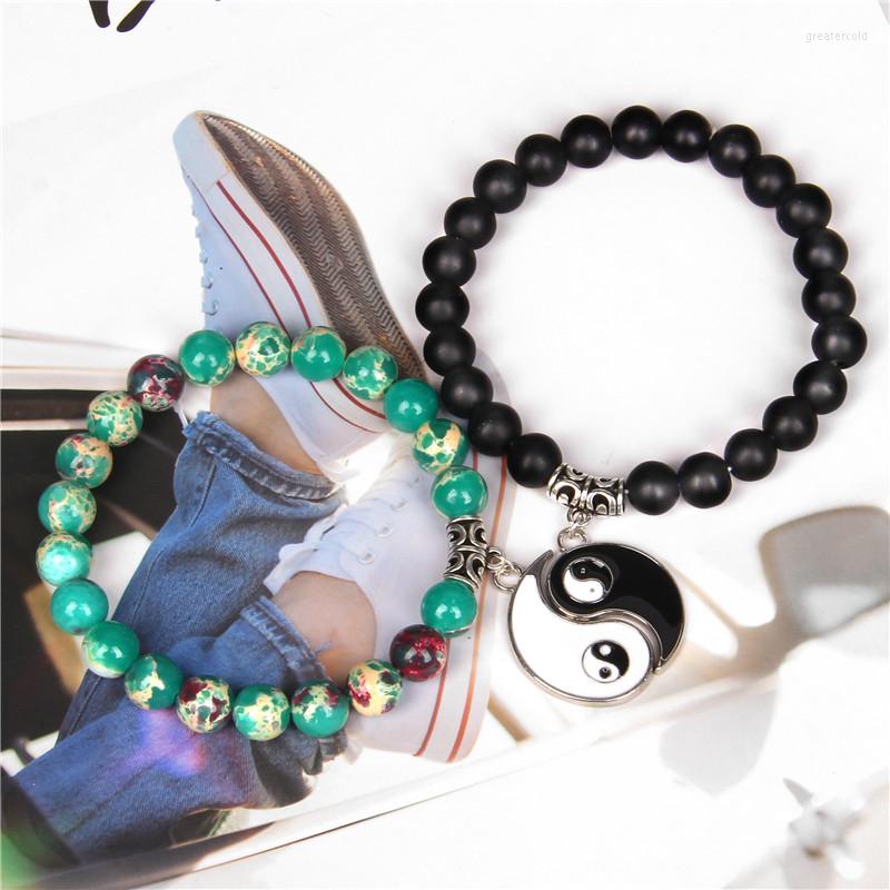 Strand 2pcs/set Fashion Couple Bracelet Natural Howlite Stone Tai Chi Gossip Array Charm For Lover Jewelry
Strand 2pcs/set Fashion Couple Bracelet Natural Howlite Stone Tai Chi Gossip Array Charm For Lover Jewelry