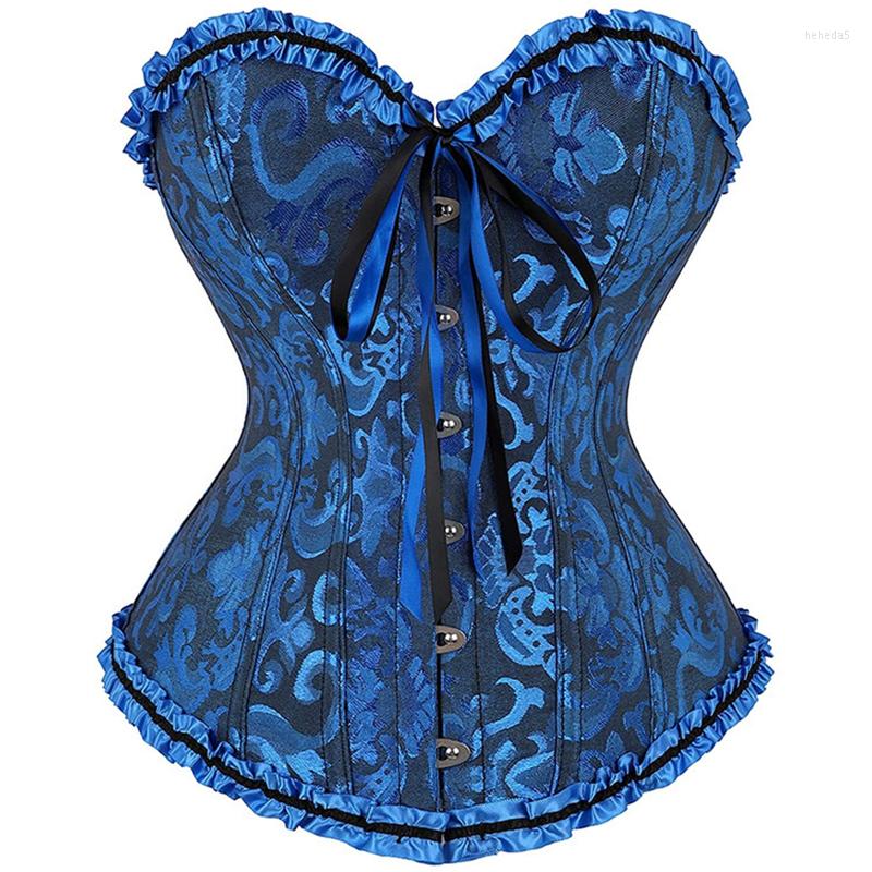 Women' Shapers European And American Court Shapewear For Women Tie Up Overbust Corset Sexy Boned Ruffle Jacquard Bustier With Bow Body, Blue
Women' Shapers European And American Court Shapewear For Women Tie Up Overbust Corset Sexy Boned Ruffle Jacquard Bustier With Bow Body, Blue
